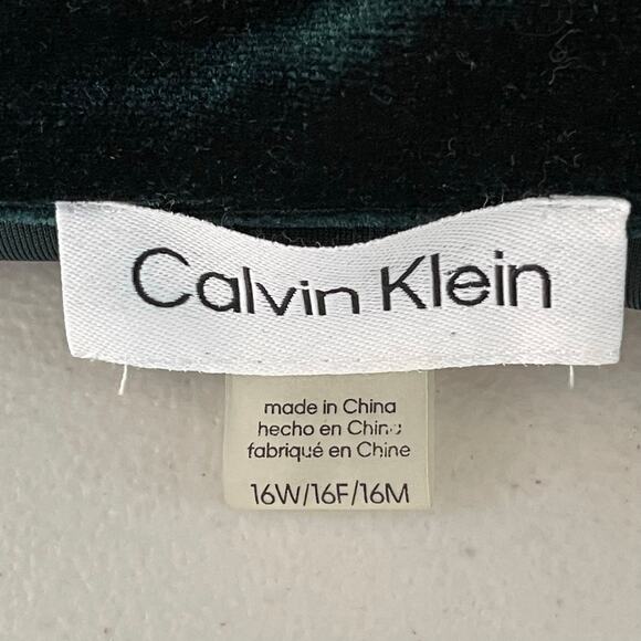 Calvin Klein Dress Womens Plus 16W Dark Green Velvet Velour Collared Twist Front - Picture 5 of 9